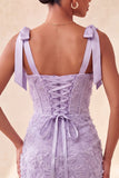 Dusty Sage Corset Bodycon Bowed Straps Cocktail Dress with Lace Up Back