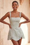 Pink Jacquard A-Line Lace Up Back Short Graduation Dress with Bows