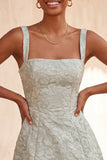 Pink Jacquard A-Line Lace Up Back Short Graduation Dress with Bows