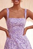 Pink Jacquard A-Line Lace Up Back Short Graduation Dress with Bows