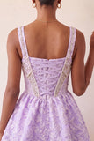 A-Line Mint Green Corset Jacquard Beaded Cute Party Dress