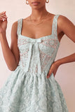 A-Line Mint Green Corset Jacquard Beaded Cute Party Dress
