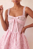 A-Line Mint Green Corset Jacquard Beaded Cute Party Dress