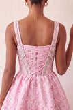 A-Line Mint Green Corset Jacquard Beaded Cute Party Dress