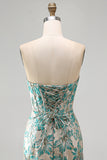 Sweetheart Corset Lake Blue Jacquard Lace Up Back Cocktail Dress with Fringes