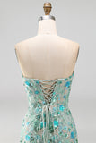 Sweetheart Bodycon Sage Green Sequin Cocktail Dress with Lace Up Back