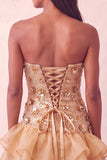 Blue Strapless Sequins Bodycon Short Homecoming Dress with Ruffled