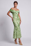 Off the Shoulder Mermaid Blush Beaded Midi Mother Of the Bride Dress