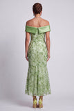 Off the Shoulder Mermaid Blush Beaded Midi Mother Of the Bride Dress