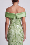 Off the Shoulder Mermaid Blush Beaded Midi Mother Of the Bride Dress