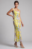 Green Sheath Square Neck Midi Mother Of the Bride Dress with Sequins