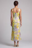 Green Sheath Square Neck Midi Mother Of the Bride Dress with Sequins