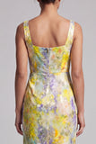 Green Sheath Square Neck Midi Mother Of the Bride Dress with Sequins