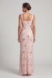 Yellow Floral Mermaid Ruched Long Mother Of the Bride Dress with Slit
