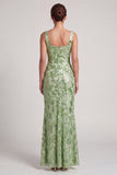 Yellow Floral Mermaid Ruched Long Mother Of the Bride Dress with Slit