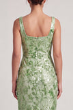 Yellow Floral Mermaid Ruched Long Mother Of the Bride Dress with Slit