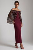 Off the Shoulder Blush Mermaid Midi Sequin Mother Of the Bride Dress with Slit