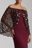 Off the Shoulder Blush Mermaid Midi Sequin Mother Of the Bride Dress with Slit