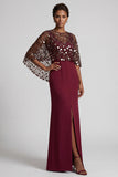 Dusty Rose Mermaid Sequin Long Mother Of the Bride Dress with Slit