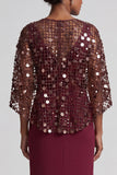 Dusty Rose Mermaid Sequin Long Mother Of the Bride Dress with Slit