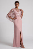 Dusty Rose Mermaid Sequin Long Mother Of the Bride Dress with Slit