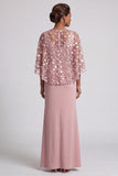 Dusty Rose Mermaid Sequin Long Mother Of the Bride Dress with Slit
