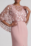 Dusty Rose Mermaid Sequin Long Mother Of the Bride Dress with Slit
