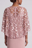 Dusty Rose Mermaid Sequin Long Mother Of the Bride Dress with Slit
