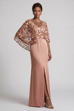 Dusty Rose Mermaid Sequin Long Mother Of the Bride Dress with Slit