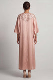 Blue Sheath 3/4 Sleeves Long Mother Of the Bride Dress with Pockets