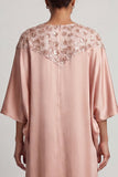 Blue Sheath 3/4 Sleeves Long Mother Of the Bride Dress with Pockets