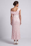 One Shoulder Mermaid Dusty Blue Long Sequin Mother Of the Bride Dress with Slit