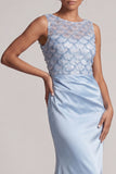 Light Green Mermaid Sequins Bateau Neck Long Mother Of the Bride Dress