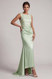 Light Green Mermaid Sequins Bateau Neck Long Mother Of the Bride Dress