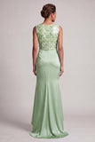 Light Green Mermaid Sequins Bateau Neck Long Mother Of the Bride Dress
