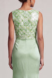 Light Green Mermaid Sequins Bateau Neck Long Mother Of the Bride Dress
