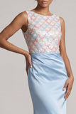 Light Green Mermaid Sequins Bateau Neck Long Mother Of the Bride Dress