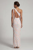Mermaid One Shoulder Light Blue Long Mother Of the Bride Dress with Sequins