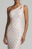 Mermaid One Shoulder Light Blue Long Mother Of the Bride Dress with Sequins