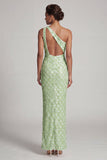 Mermaid One Shoulder Light Blue Long Mother Of the Bride Dress with Sequins