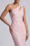 One Shoulder Champagne Mermaid Cut Out Long Mother Of the Bride Dress with Sequins