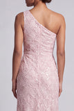 One Shoulder Champagne Mermaid Cut Out Long Mother Of the Bride Dress with Sequins