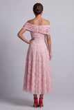 Off the ShouldeRedr A-Line Midi Mother Of the Bride Dress with Sequins