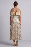 Red A-Line Off the Shoulder Long Mother Of the Bride Dress with Sequins