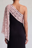 One Shoulder Mermaid Black and Champagne Long Mother Of the Bride Dress with Sequins