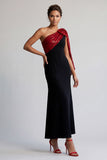One Shoulder Mermaid Black and Champagne Long Mother Of the Bride Dress with Sequins