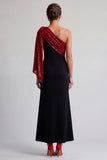 One Shoulder Mermaid Black and Champagne Long Mother Of the Bride Dress with Sequins