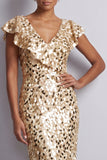 Mermaid Silver Asymmetrical Sequins Midi Mother Of the Bride Dress with Ruffles