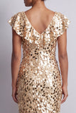 Mermaid Silver Asymmetrical Sequins Midi Mother Of the Bride Dress with Ruffles