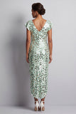 Mermaid Silver Asymmetrical Sequins Midi Mother Of the Bride Dress with Ruffles